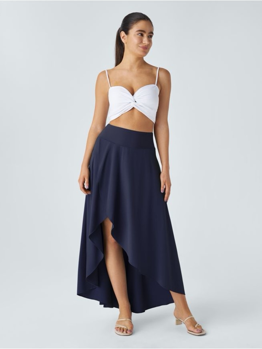 HALARA Navy High-Low Maxi Skirt with Shorts Underneath
